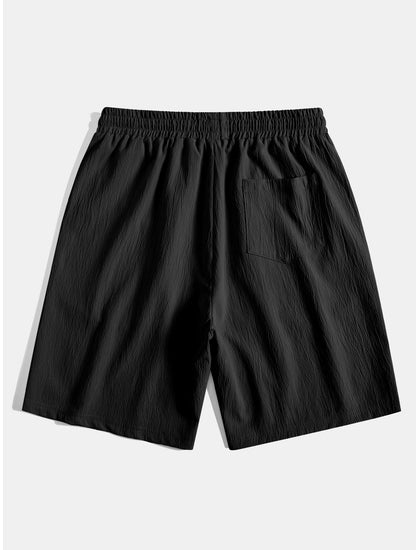 Texture Jacquard Cuban Shirt & Crinkled Textured Drawstring Shorts