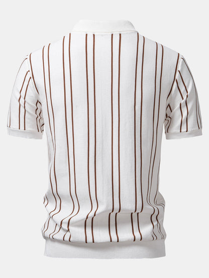 Striped Knitted Polo Shirt