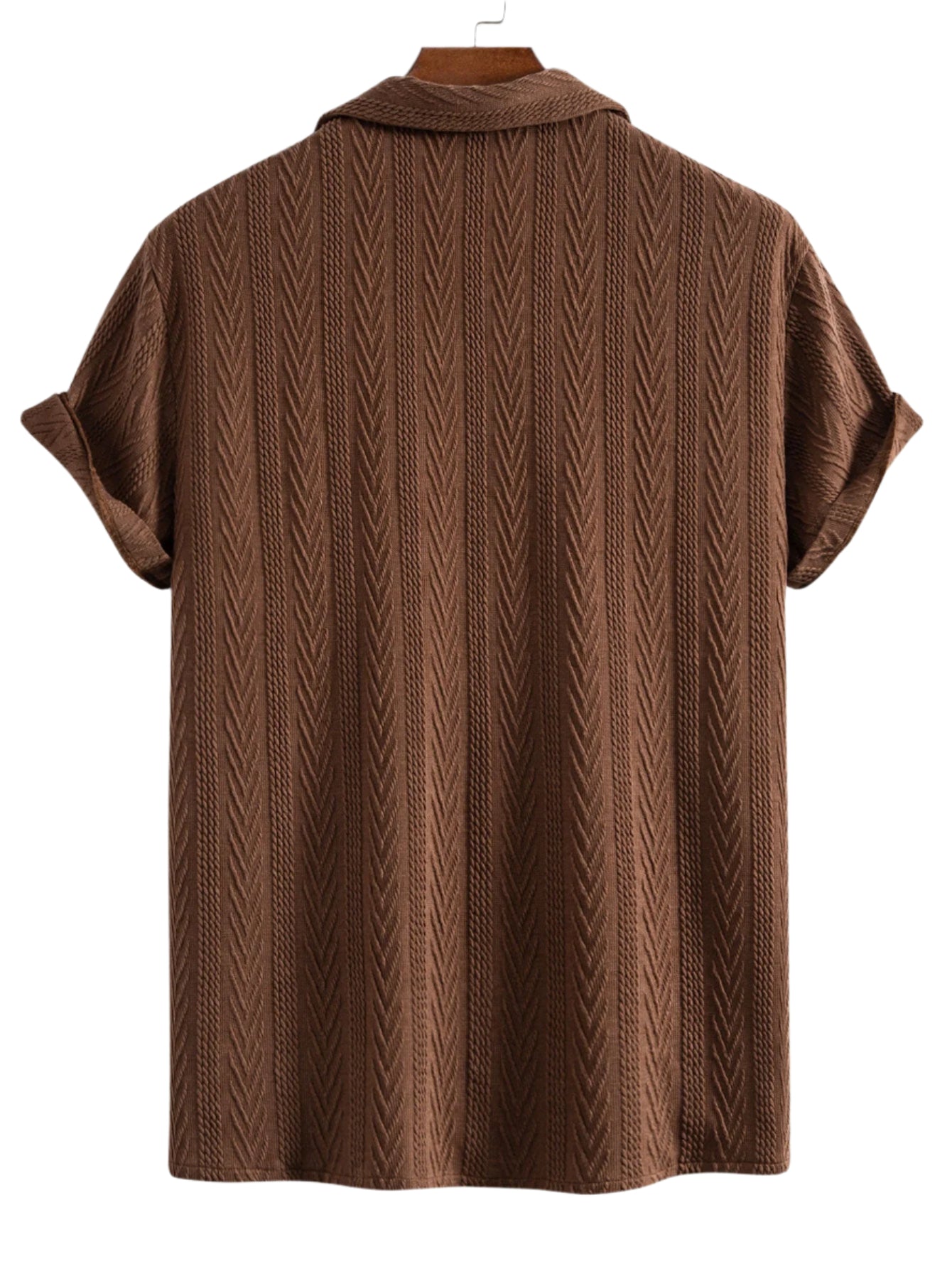 Texture Jacquard Cuban Shirt & Crinkled Textured Drawstring Shorts