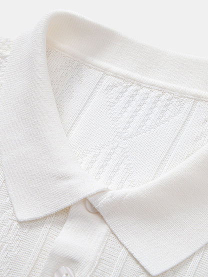 Geometric Jacquard Knitted Polo Shirt