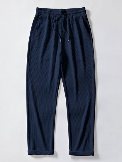 Long Sleeve Muscle Fit Ribbed Button Up Shirt & Straight Leg Ribbed Pants