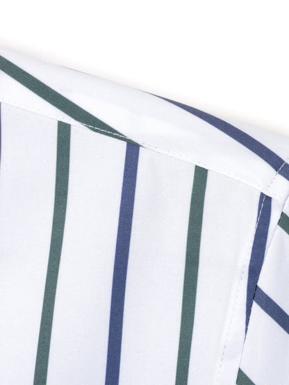 Long Sleeve Stripe Button Up Shirt & Slim Fit Tapered Trousers