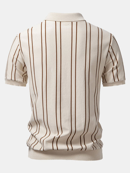 Striped Knitted Polo Shirt
