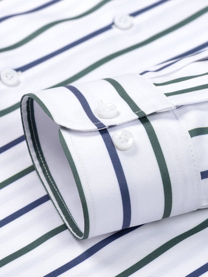 Long Sleeve Stripe Button Up Shirt & Slim Fit Tapered Trousers