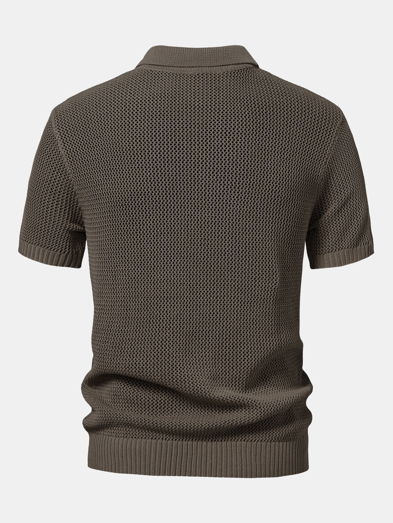 Eyelet Zip Up Knit Polo Shirt