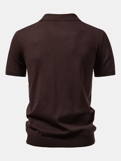Twist Jacquard Knitted Zipper Polo Shirt