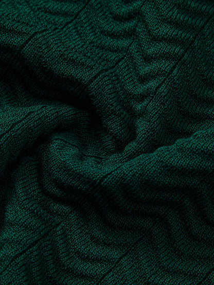 Texture Contrast Knitted V Neck Polo Shirt & Slim Fit Tapered Trousers