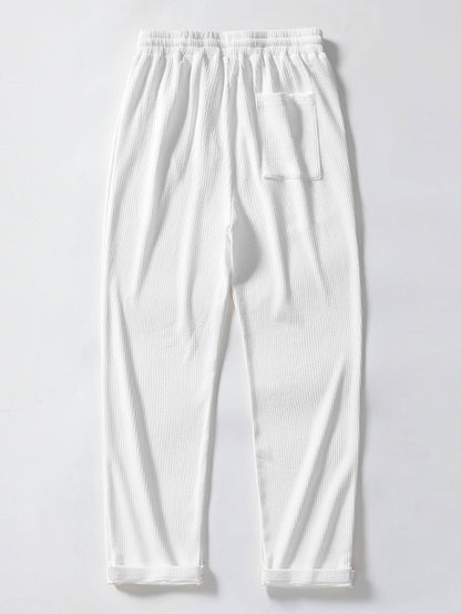 Short Sleeve Jacquard Polo & Straight Leg Ribbed Pants