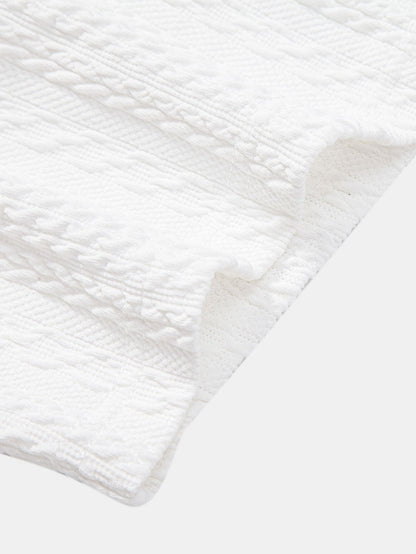 Textured Jacquard Knit Polo Shirt