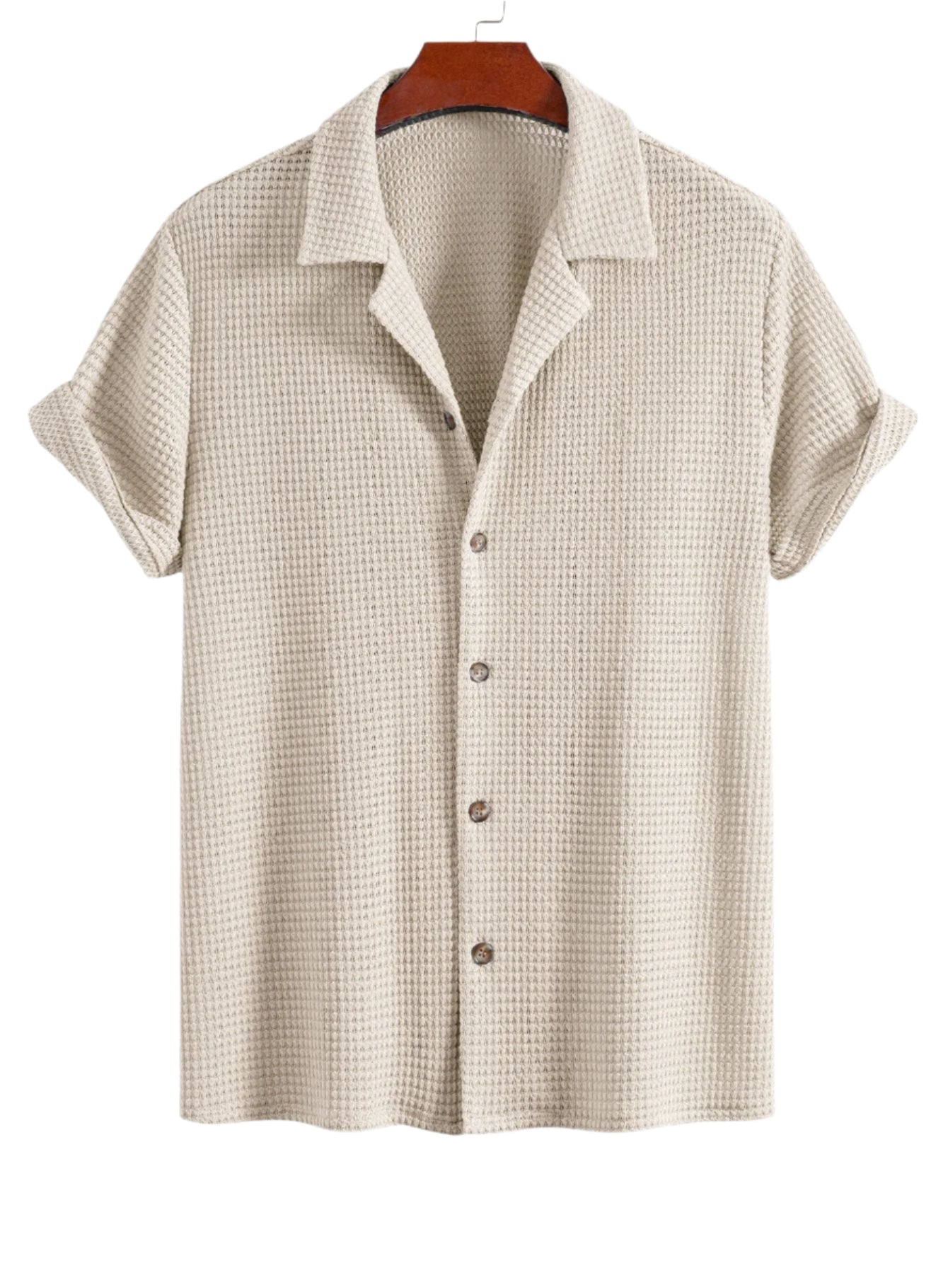 Waffle Textured Cuban Shirt & Shorts