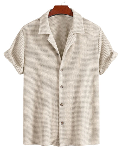 Waffle Textured Cuban Shirt & Shorts
