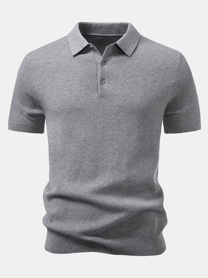 Pineapple Texture Knitted Polo Shirt