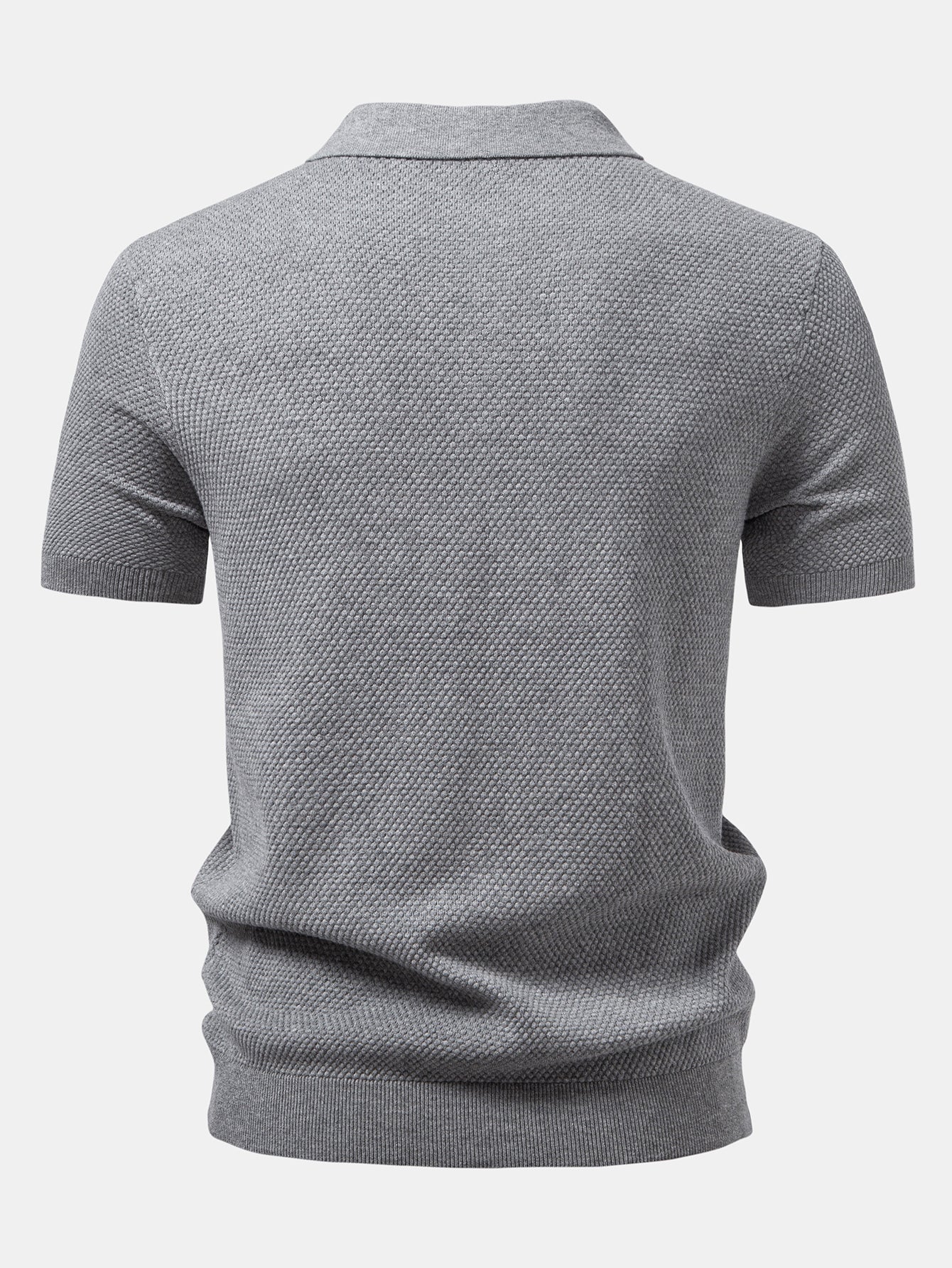 Pineapple Texture Knitted Polo Shirt