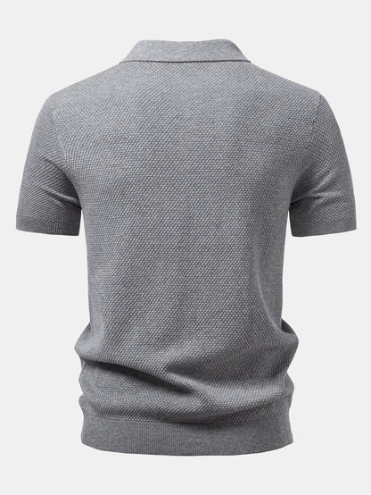Pineapple Texture Knitted Polo Shirt