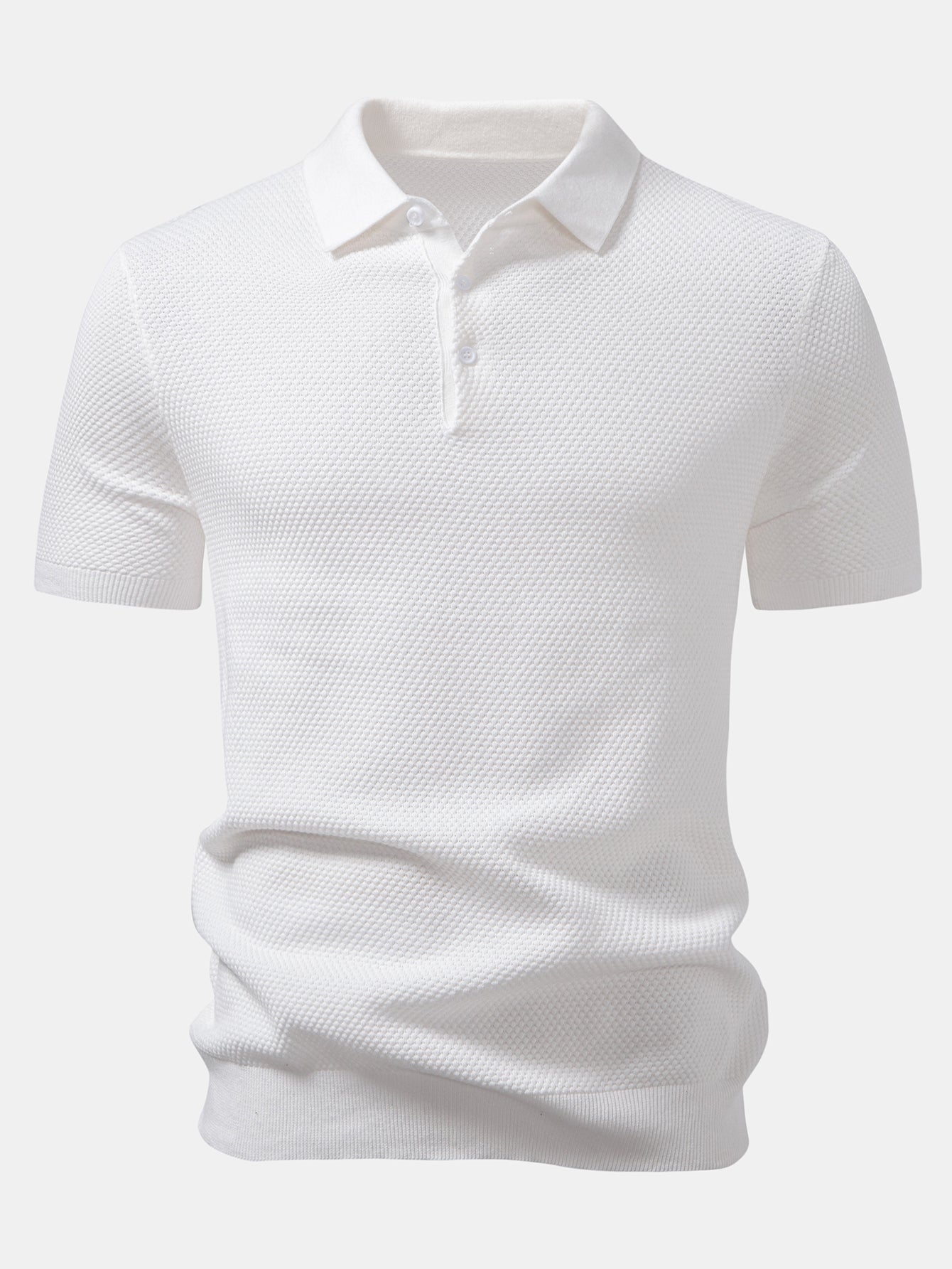 Pineapple Texture Knitted Polo Shirt