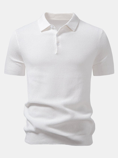 Pineapple Texture Knitted Polo Shirt
