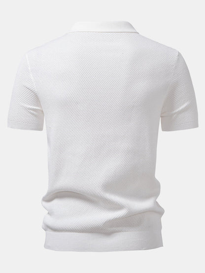 Pineapple Texture Knitted Polo Shirt