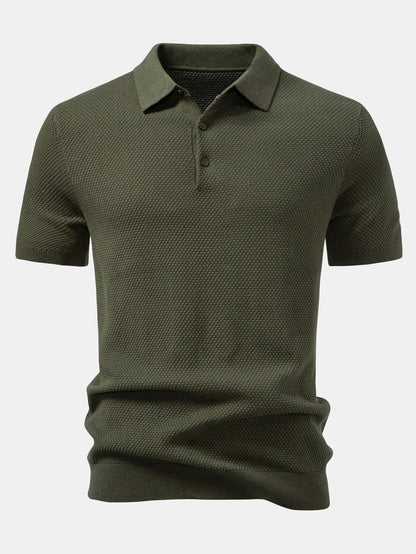 Pineapple Texture Knitted Polo Shirt