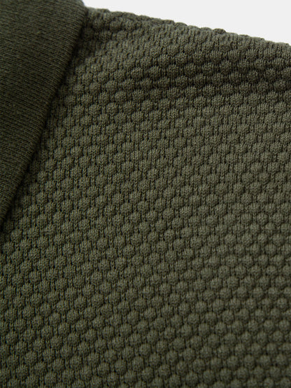 Pineapple Texture Knitted Polo Shirt