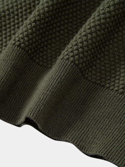 Pineapple Texture Knitted Polo Shirt