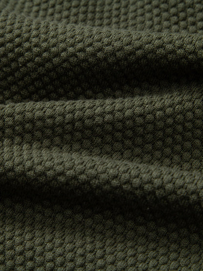 Pineapple Texture Knitted Polo Shirt