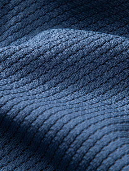 Textured Crochet Knitted Polo Shirt