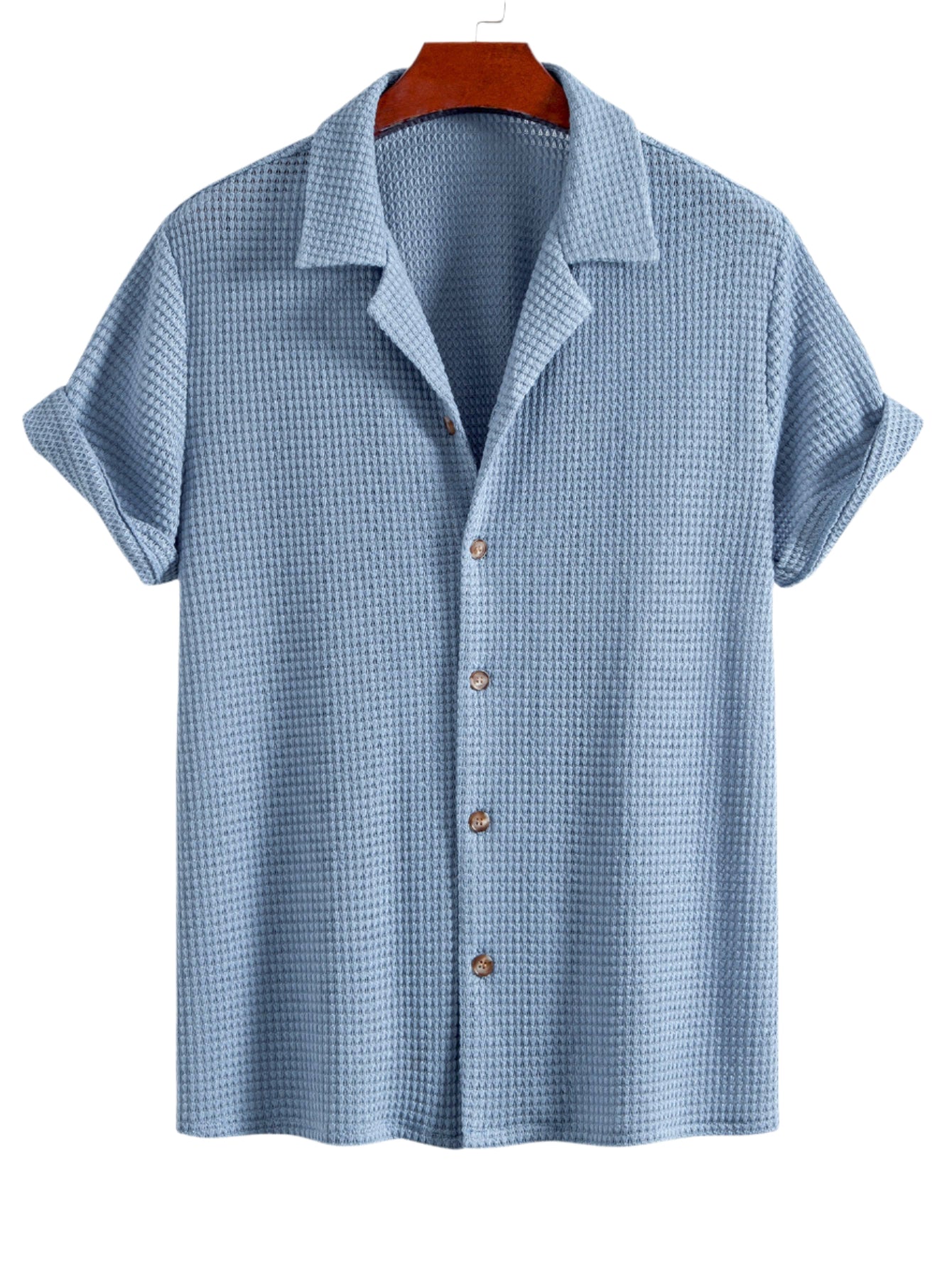 Waffle Textured Cuban Shirt & Shorts