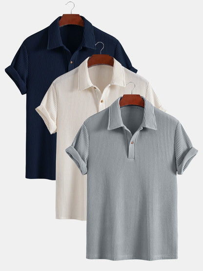 3 Pieces Short Sleeved Waffle Polo