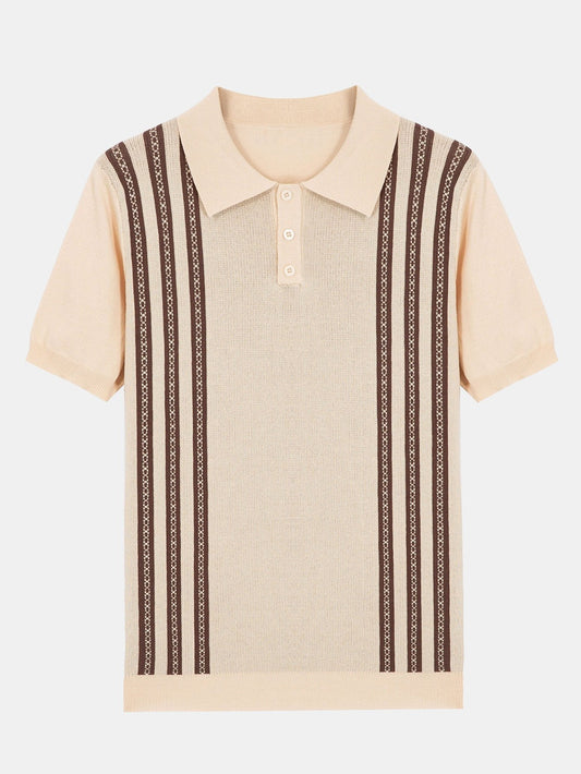 Striped Short Sleeve Sweater Polo