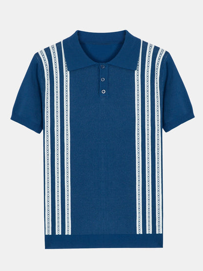 Striped Short Sleeve Sweater Polo