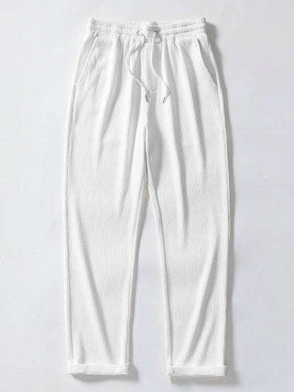 Short Sleeve Jacquard Polo & Straight Leg Ribbed Pants