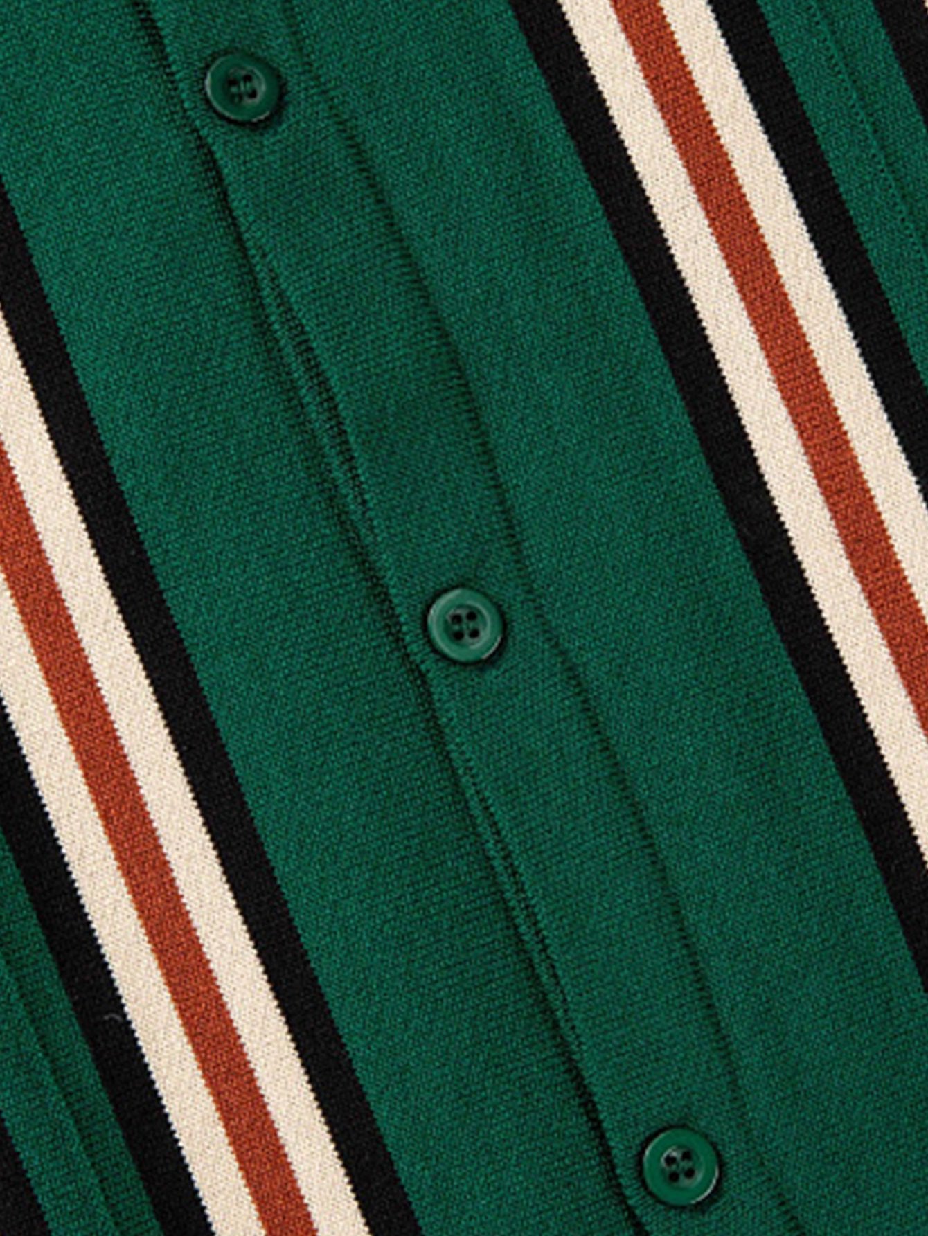 Short Sleeve Striped Button Up Sweater Polo