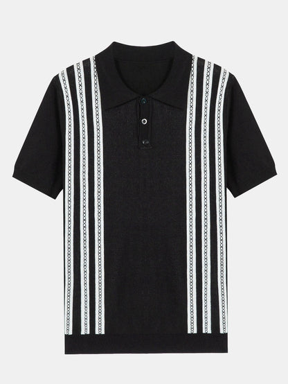 Striped Short Sleeve Sweater Polo