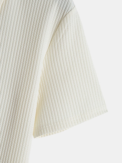 Muscle Fit Ribbed Half Zip Polo