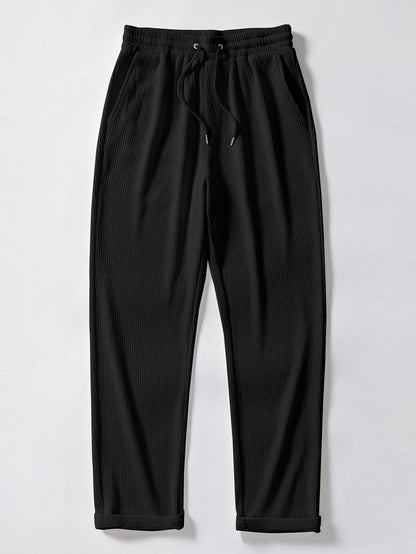 Short Sleeve Jacquard Polo & Straight Leg Ribbed Pants