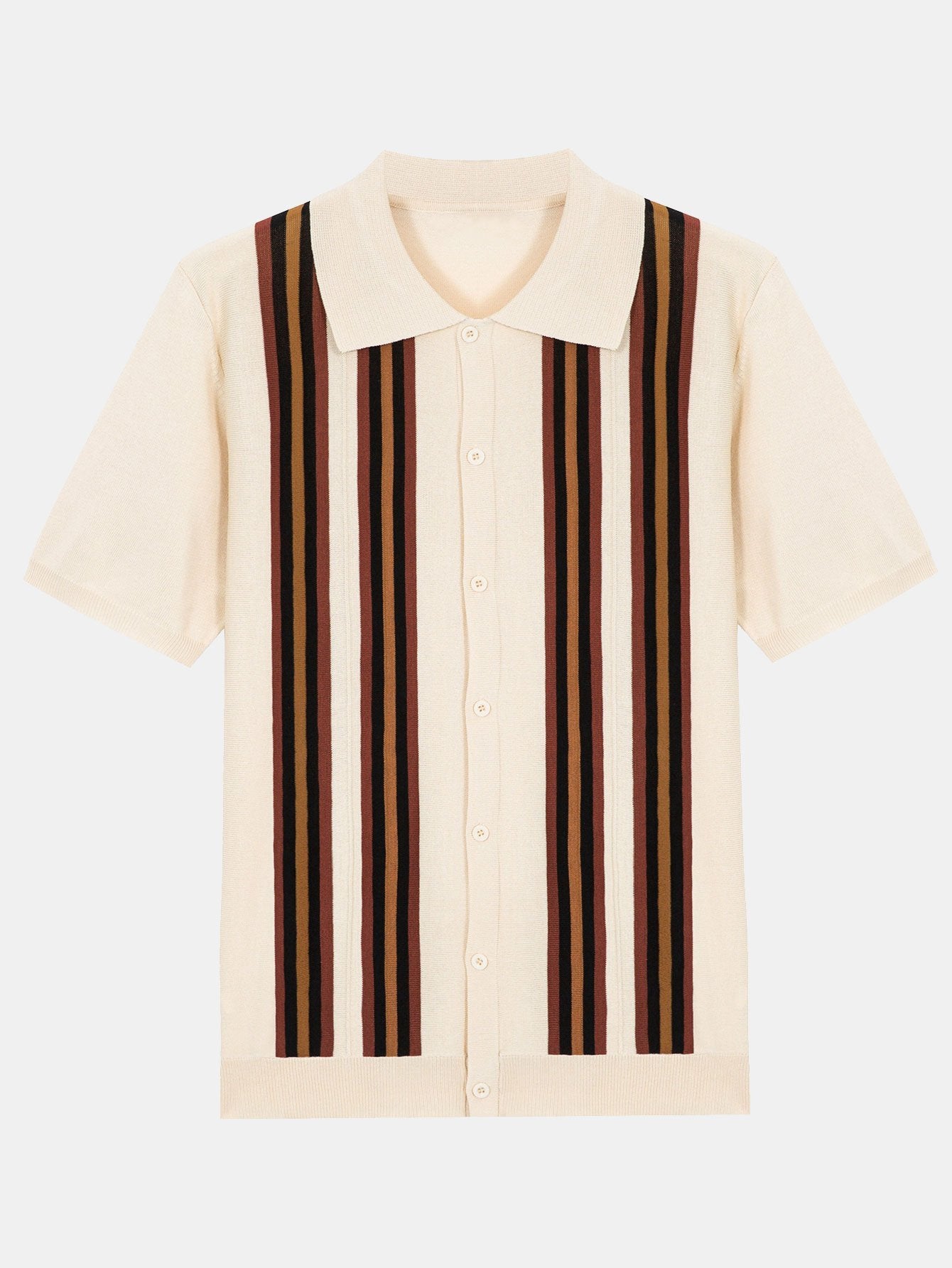 Short Sleeve Striped Button Up Sweater Polo